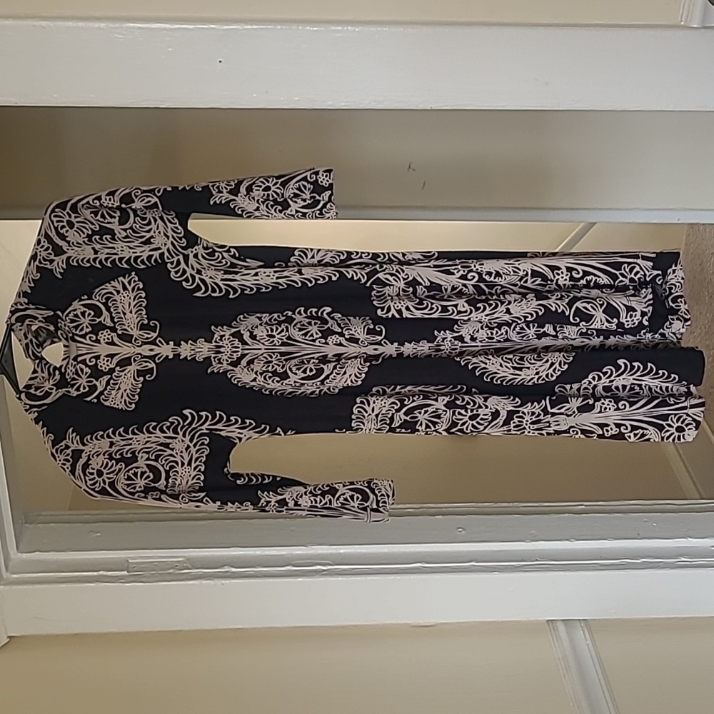 Free People Black & Taupe Medallion Mini Shift Dress Women’s XS - Picture 14 of 14